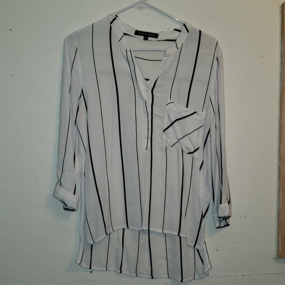 White and blue top